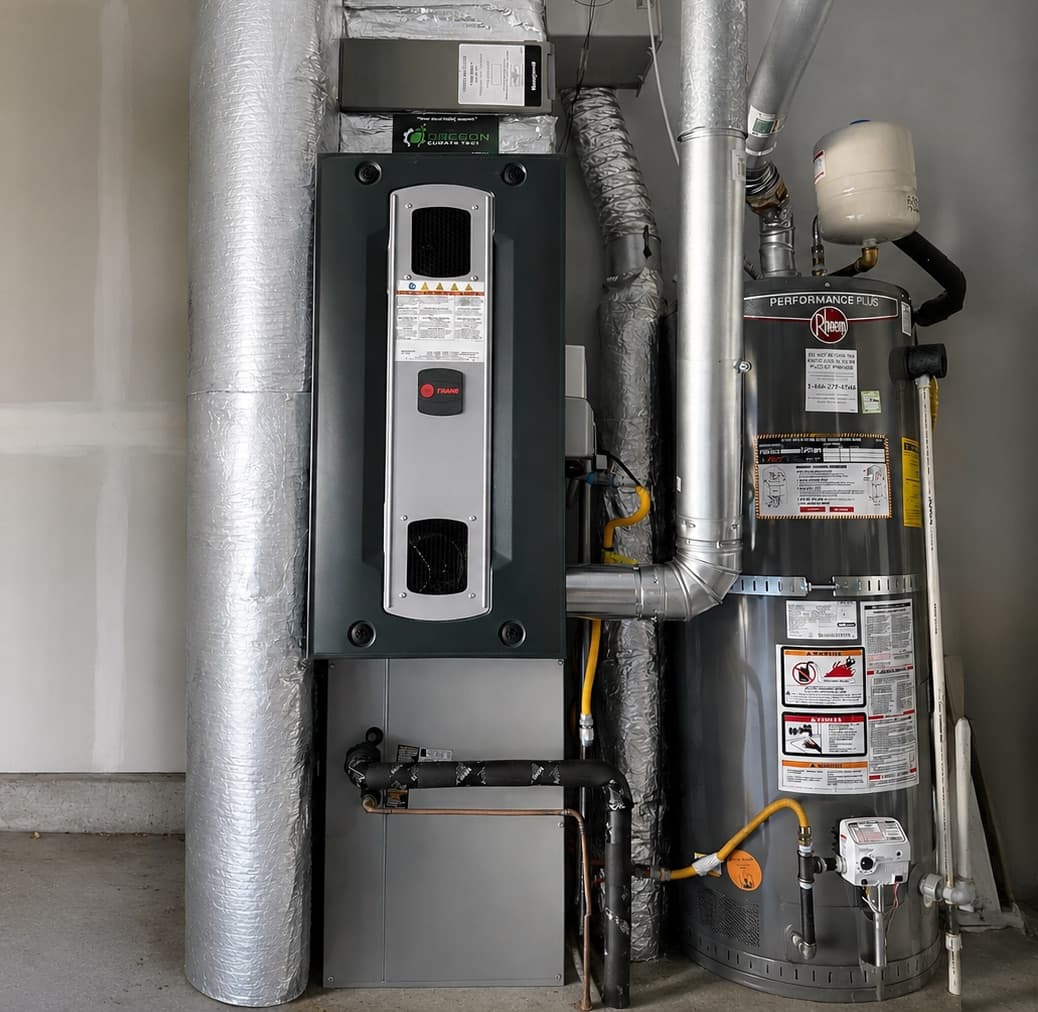 A furnace and water heater professionally installed in a Portland-area home.